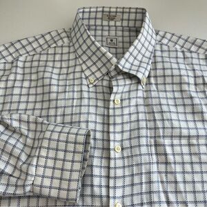 Peter Millar‎ Men’s Long Sleeve Button Down Blue Brown Check XL 100% cotton